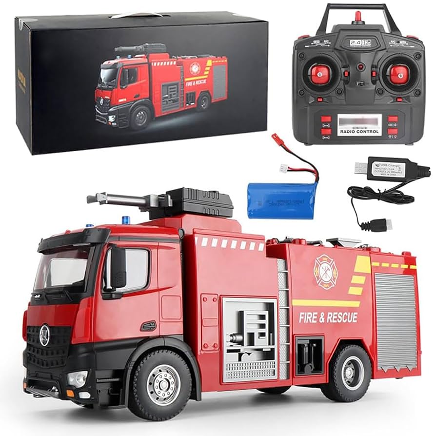 消防車　放水　ラジコン Amazon.co.jp: HUINA × TOBAU RC 消防車 はしご車 ラジコン 放水